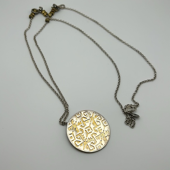 Silpada Sterling Silver and Brass Reversable Sundial Aztec Necklace - N3100 - Picture 4 of 6